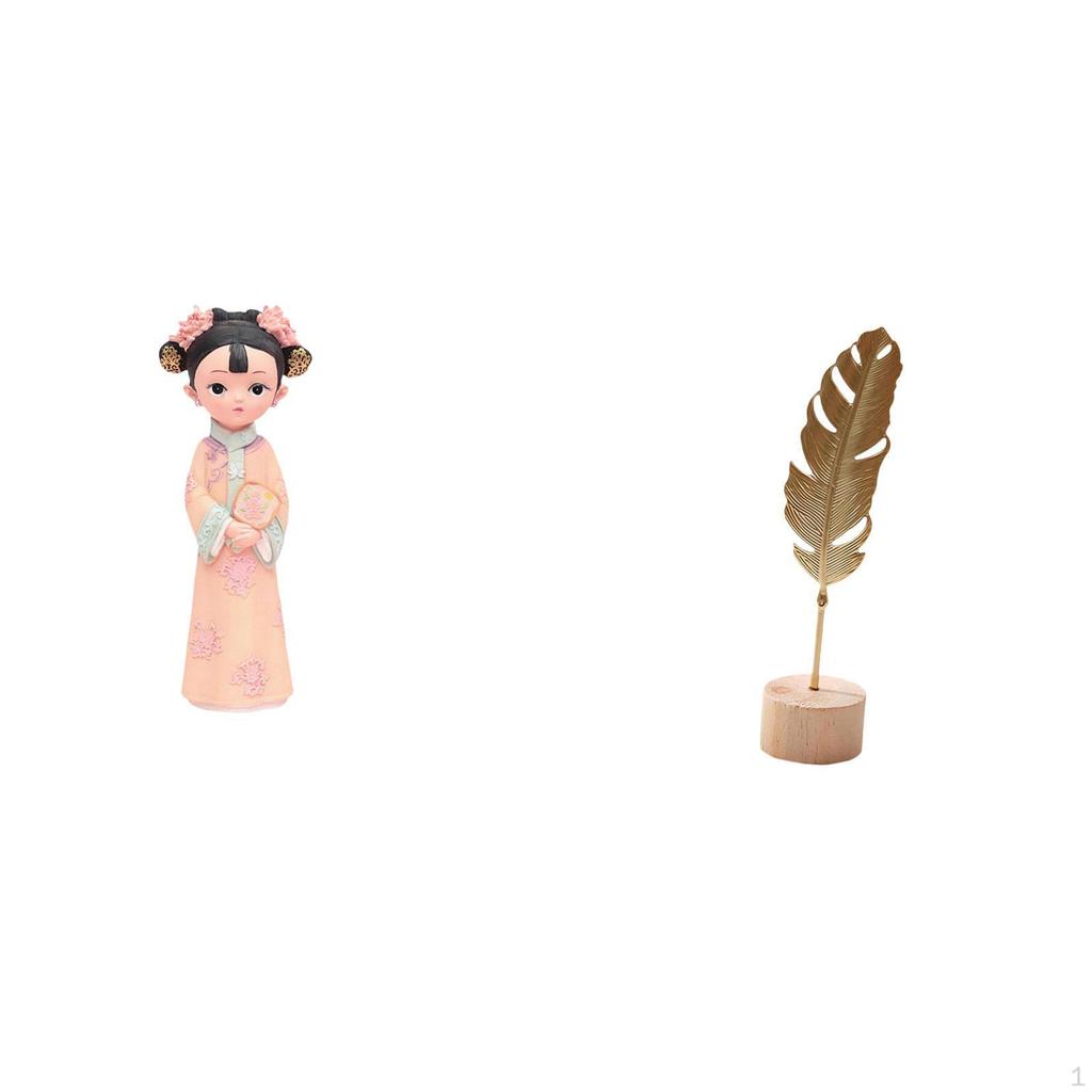 Ancient Chinese Girl Resin Statue with Metal Shaped Figurine Creative Nordic Abstract Sculpture for