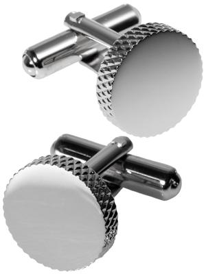 Cufflinks Cufflinks Cufflinks Knurling Round Cut Made In Japan Brass [Tabarat] Men's (Silver)
