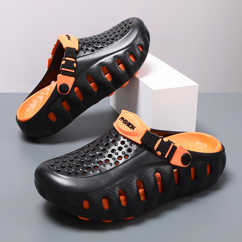 Yto Curtain Men's Summertime Sandal Shoes Plush Comfort Lightweight Man Slide Shoes Anti-Skid Wo Half Shoes Breathable Couple Water Beach Footwear Cm