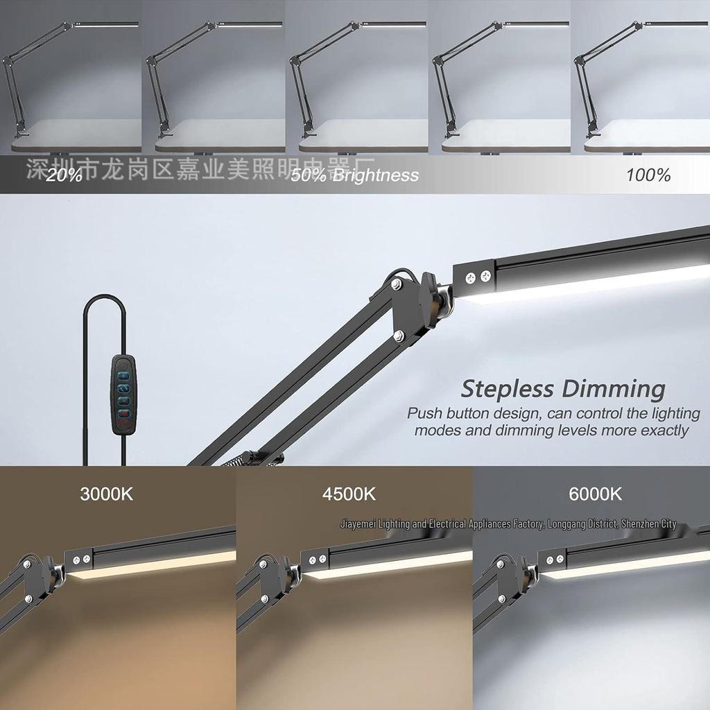 LED Eye Protection Desk Lamp, Student Dormitory Bedside Reading Light, USB Long Arm Folding Clip Lamp