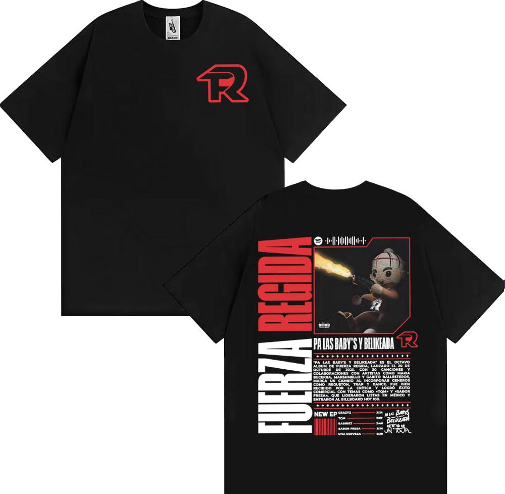 2025 Summer Fuerza Regida Steady Pressure Tour Tshirt Mens Fashion Hip Hop Hip Hop Tshirt Cotton Leisure High Quality Tshirt