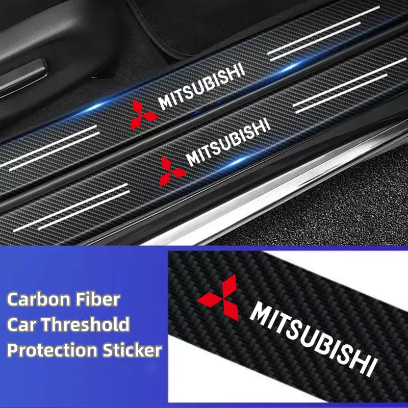 Car Carbon fiber Door Sill Welcome Pedal for Mitsubishi Pajero Sport Eclipse Cross L200 Colt Delica Ralliart Triton Accessories