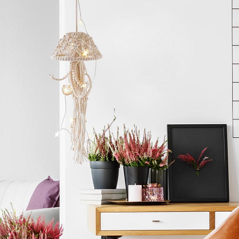 Macrame Dream Catcher Jellyfish Bohemian Decor For Bedroom With Lights Dream Catcher Nursery Decor Dream Catchers Moon Room