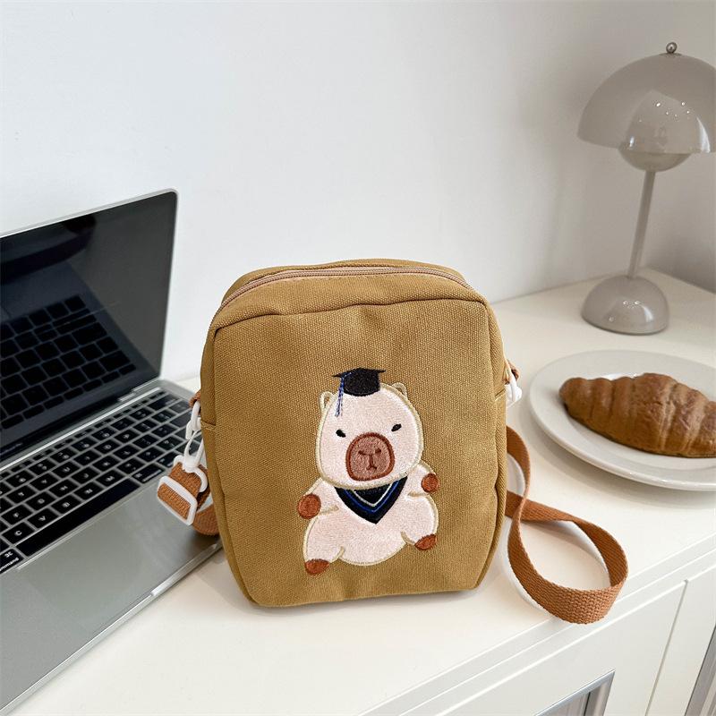 Cartoon Cute Commuter Diagonal Span Bag Canvas Bag Bag Shoulder Crossbody Bag Capybara Bag Small Square Bag
