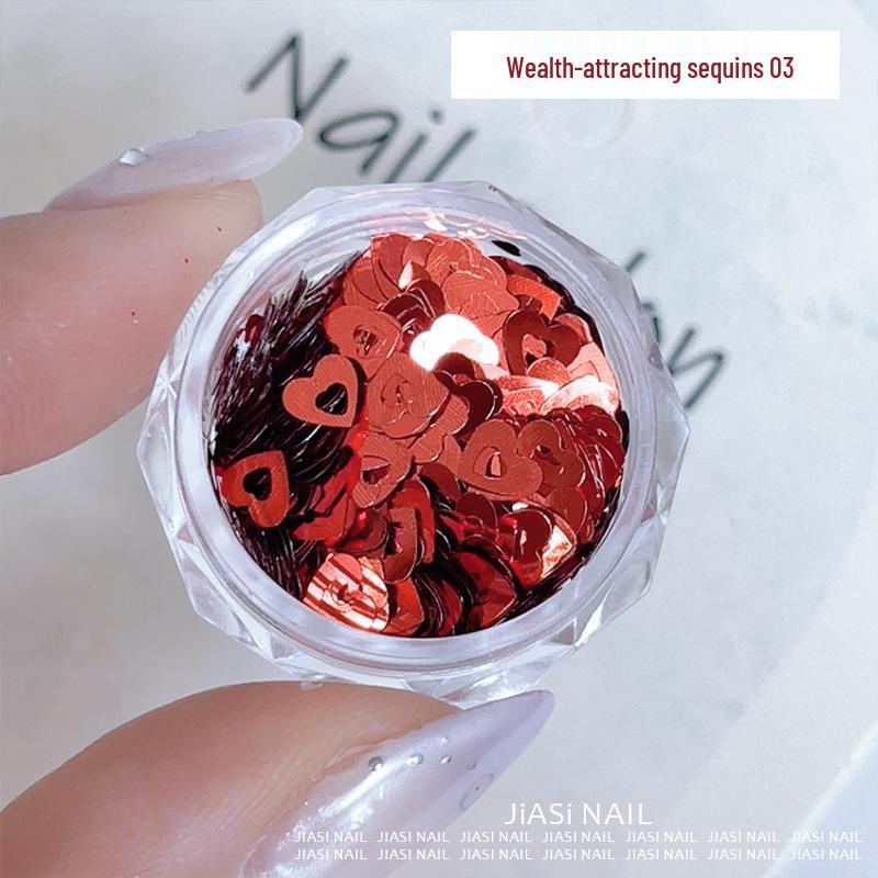 

Red & Gold Glitter Nail Art Confetti - Irregular Heart Stickers for Christmas & New Year