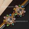 Vintage Medieval Design Exquisite Flower Colored Treasure Medal Earrings Heavy-duty Antique Banquet Light Luxury
