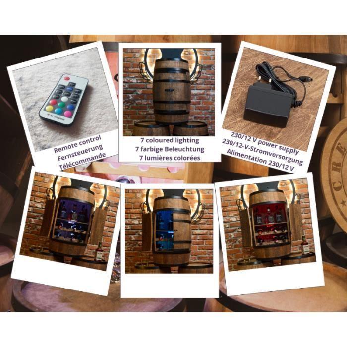 Wine Rack - Creative Cooper - Wooden Barrel - Multicolored LED - Handmade - Vintage