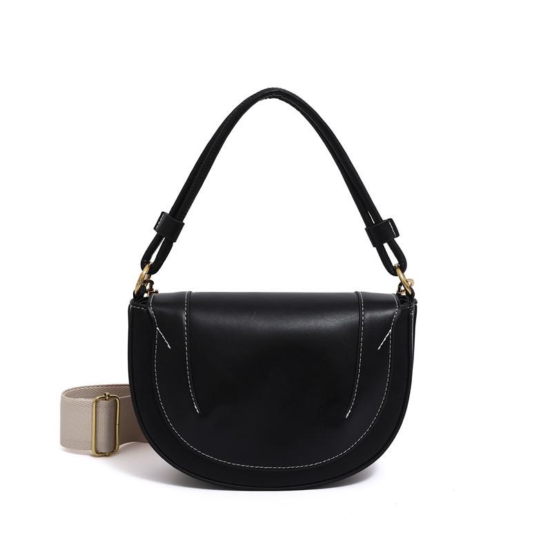 

Retro Women s One Shoulder Bag Persalized Versatile PU Small Handbags Casual Fashi Wide Shoulder Strap Crossbody Bag (20cm<Max Length<30cm) чёрный