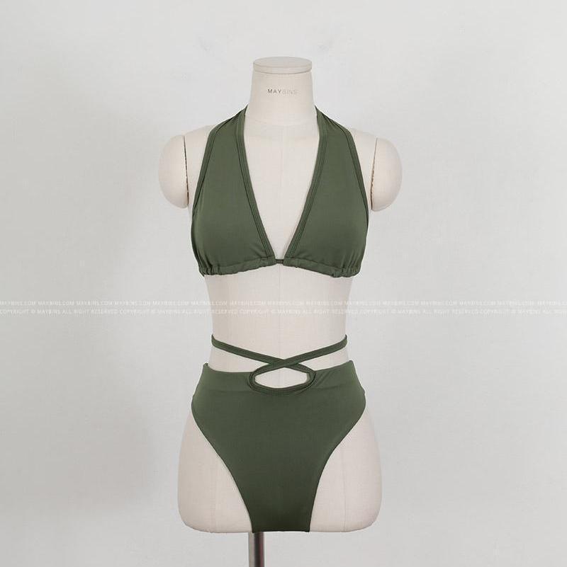 2023 Sexy Lace-up Split Bikini for Women's Big Chest - European & American Style Swimsuit