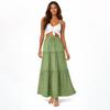 Women's Fashion Color Elastic Waist Skirt Loose Casual High Waist Tie Long Skirt