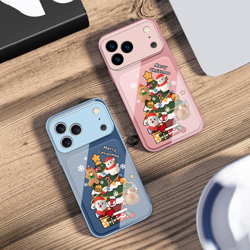 Cartoon-Weihnachtsbaum Für iPhone 17 Air 16 E 15 14 13 Plus 12 mini 11 17 Pro Max XR Xs Max 16E 7 8 Gehärtetes Glas Handyhülle