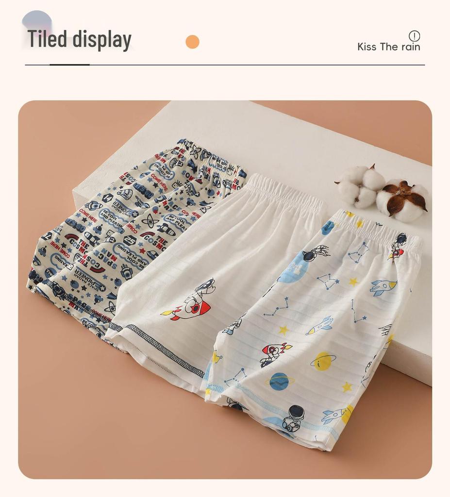 Sommer-Jungen-Dünne Baumwoll-Dreiviertelhosen - Atmungsaktive Freizeithosen für Kinder