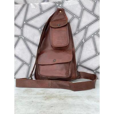 Men's Leather Chest Belt Shoulder Cell Phone Shoulder Bag Backpack Money