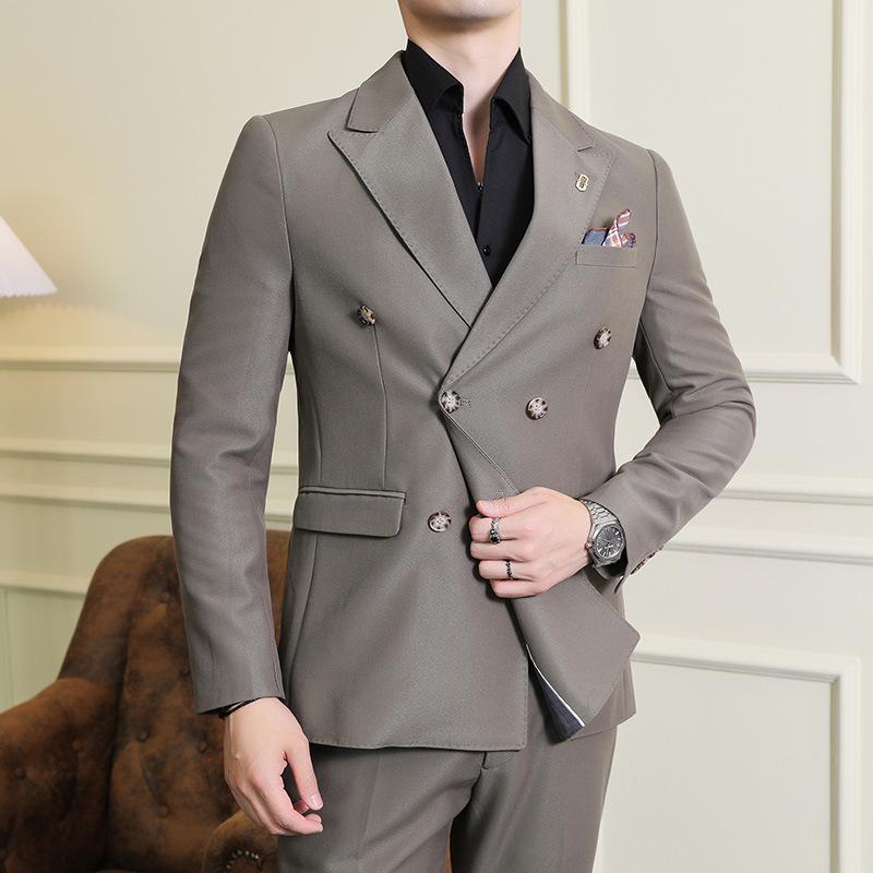 Korean Style Slim Fit Double-Breasted Suit