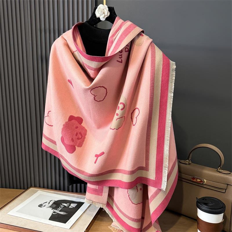 Double-sided Color Imitation Cashmere Scarf Winter Women's Versatile Multi-functional Shawl Scarf