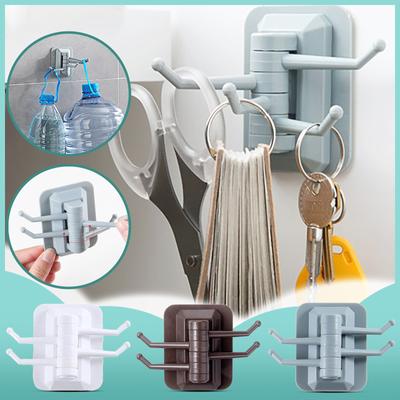 Sticky Hook Household Strong Punch-Free Hook Creative Foldable Multifunctional Hook Rack Rotatable Wall Sticker Hook Suitable For Bathroom Kitchen