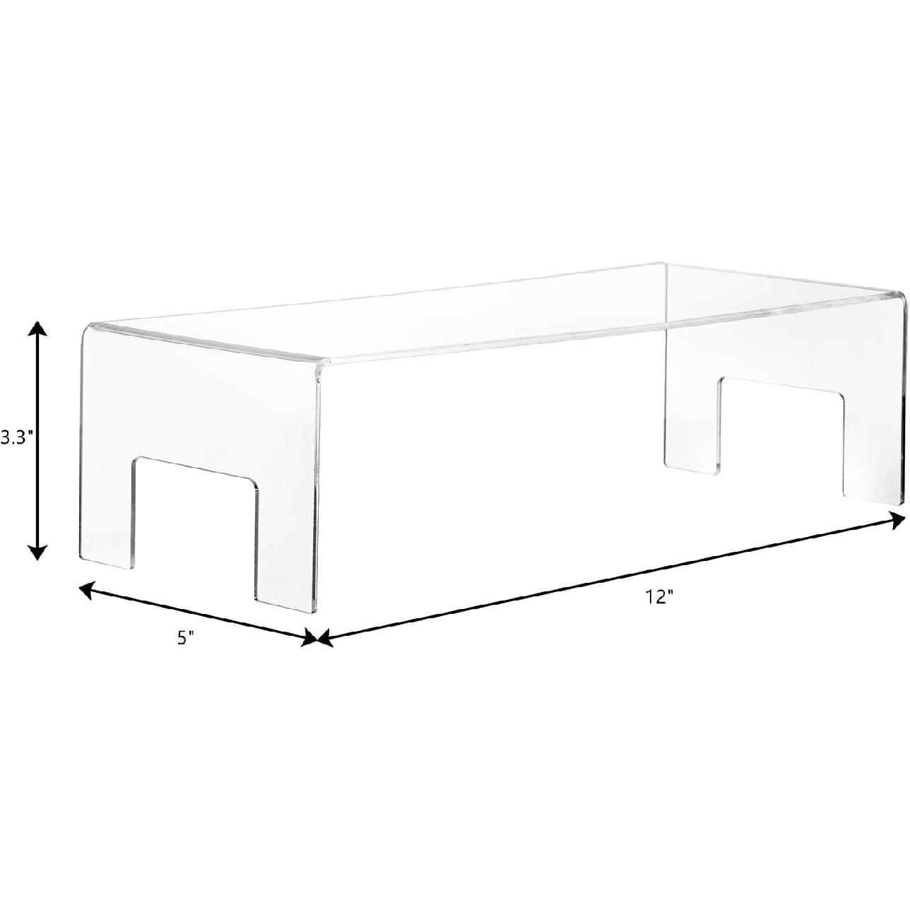 Frcctre 2 Pack Acrylic Display Risers, 5mm Thick Clear Display Risers Stand Acrylic Showcase Fixtures Shelf for Dessert Cupcake Figures Toys