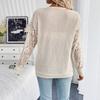 Spring Elegant Women's Solid Color V-neck Lace Splicing Long-sleeved T-shirt Tops Women Versatile Closet Essential Fashion Items Shirt