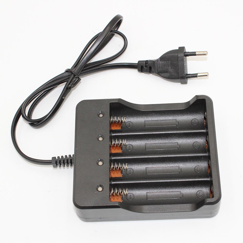 4-Slot 18650 Lithium Battery Charger with Cable for Strong Light Flashlights, 4.2V, US/EU Plug