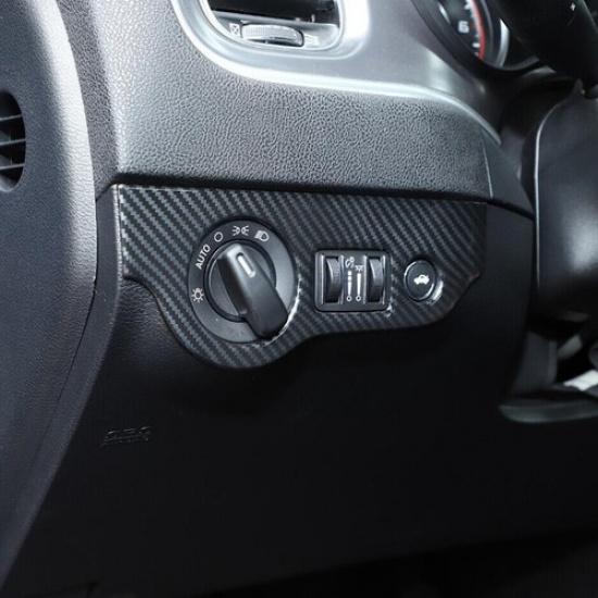 Car Headlight Switch Panel Trim For Dodge Charger 10-23 Accessories Carbon Fiber