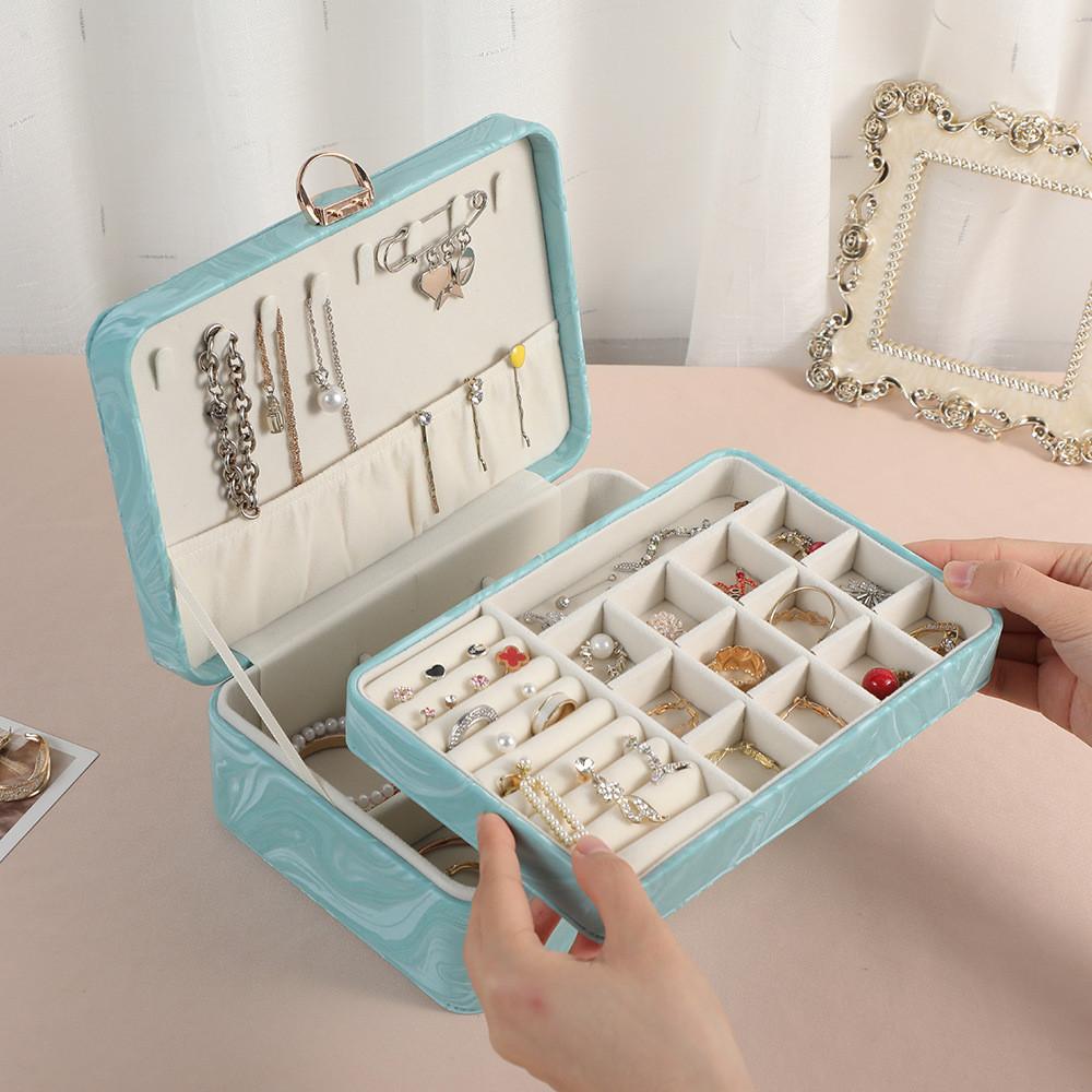 Jewelry Organizer Box With Lock For Necklaces And Rings In Pu Leather For Gift And Travel