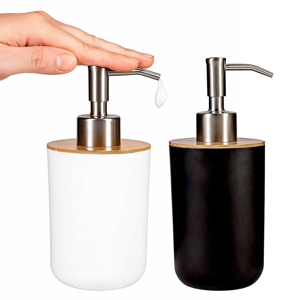 Refillable Bamboo Soap Dispenser Plastic Pump Bath Lotion Pump Jar Hand Sanitizer Bottle  Kitchen