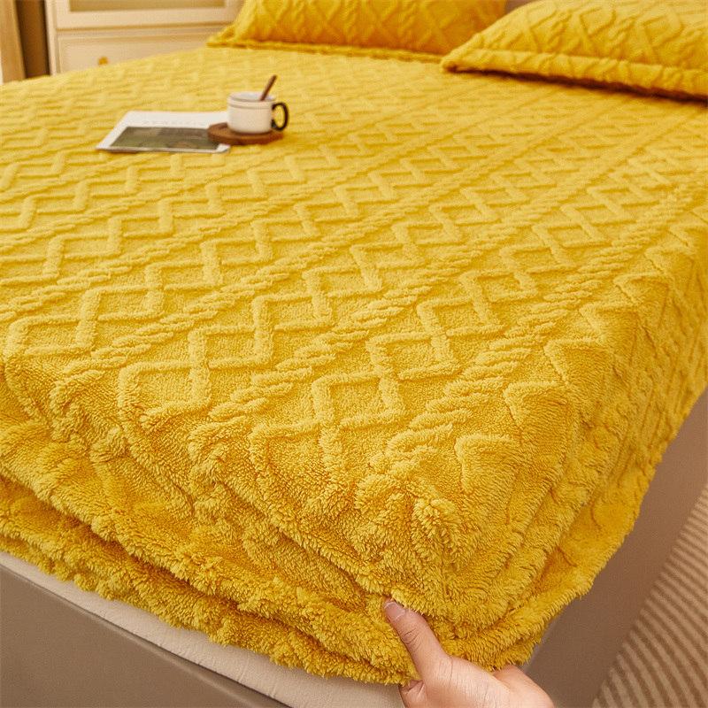 Bonenjoy Plush Bed Sheet for Winter Warm Bed Cover Queen/King Size Coral Fleece Thick Fitted Bed Sheet Drap Housse 180x200cm