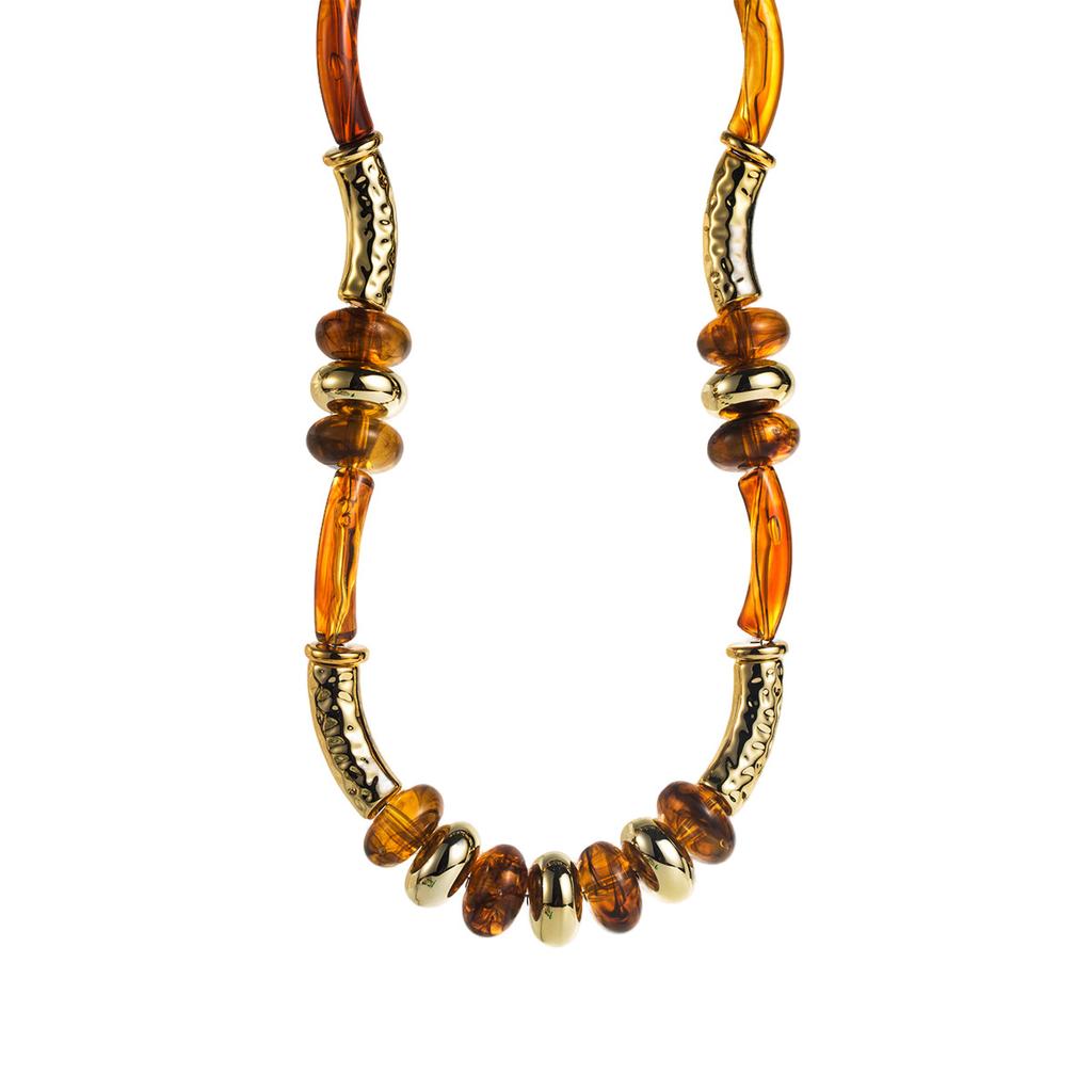 Personalized Retro Geometric Alloy Acrylic Necklace, Fashionable Exaggerated Color Matching Beaded Collarbone Chain