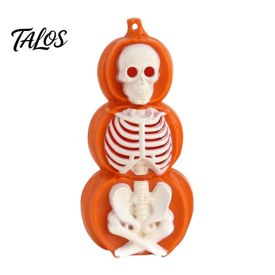 Halloween Craft Activity Supplies Pumpkin Lantern, Spooky Lighted Skeleton Statue, Resin Indoor Outdoor Festival Decor for Porch Table Window