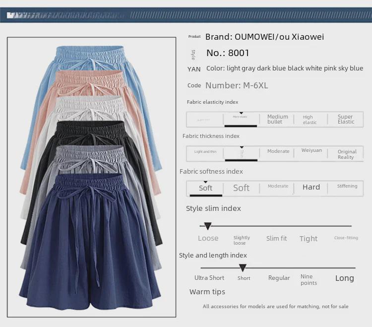 Chiffon-Shorts mit weitem Bein für Damen in Übergröße – Sommer-Shorts mit elastischer Taille, lässiger koreanischer Stil