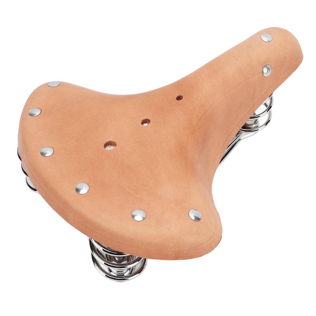 Vintage Classic Style Cow Leather Bicycle Saddle Retro Bicycle Cushion with Springs for Outdoor