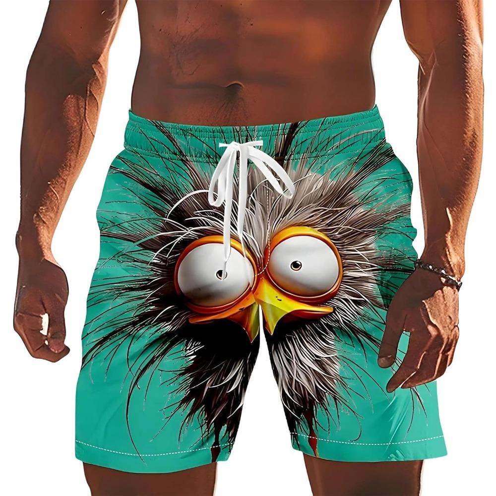 Fashionable Comfortable Breathable Beach Shorts Men Colorful Fun 3D Printed Board Shorts Summer Casual Holiday Short Pants Loose Surf Swim Shorts