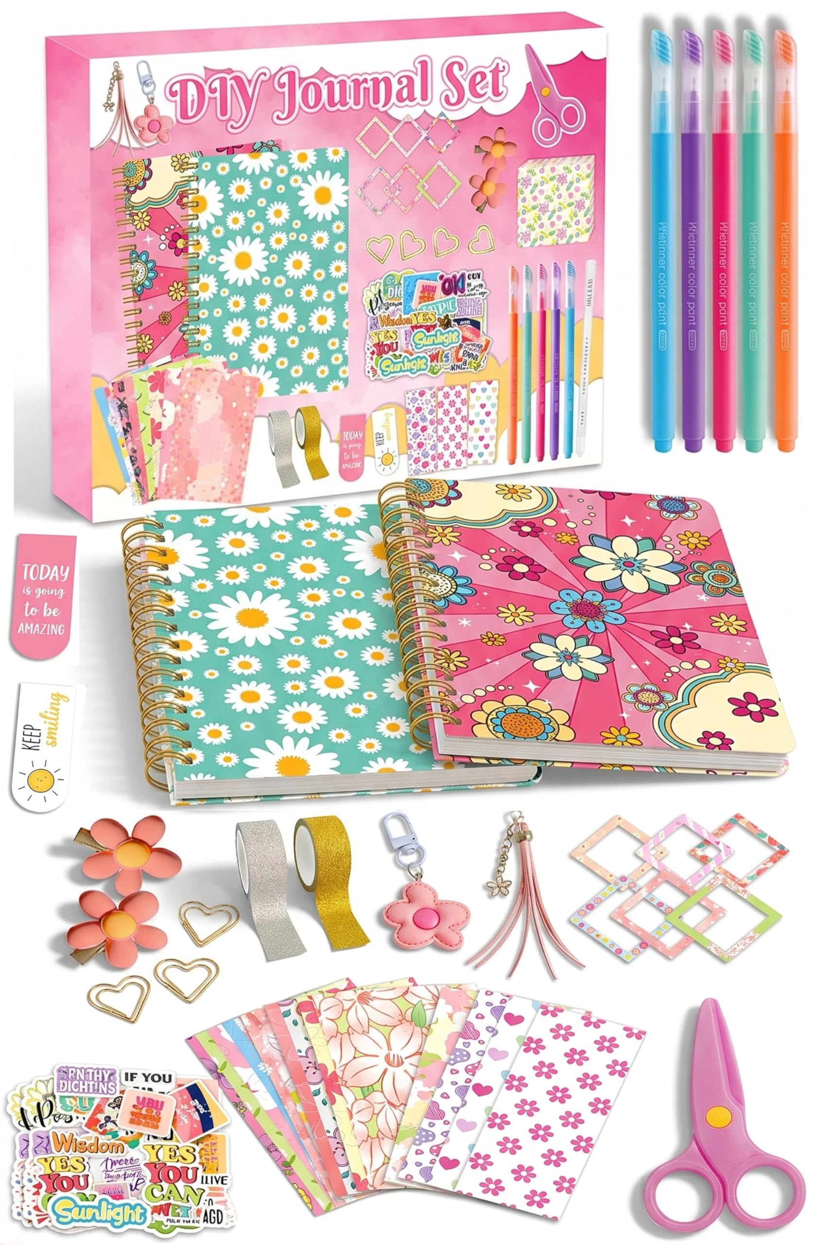 Sulanx Diary Making Stationery Sticker Set, Toy, Set, Book, Sketchbook, Girls (Pink)