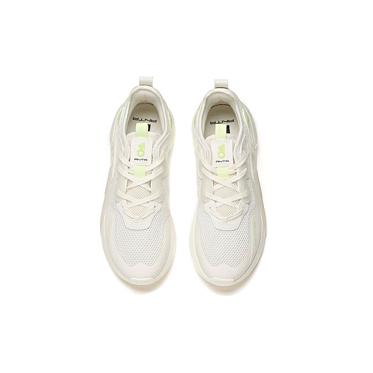 Anta Fabric Synthetic Leather Casual Shoes Men Sneakers White Green 112128800-1