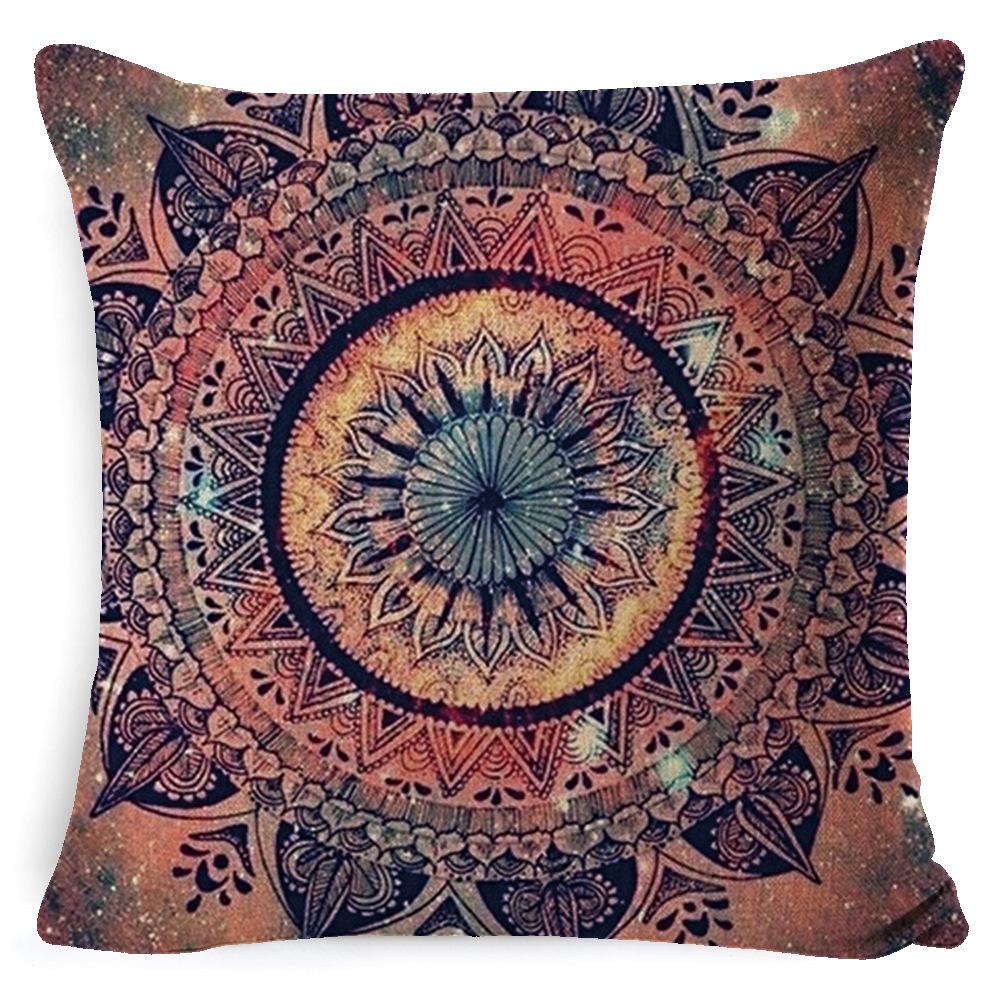 Bohemian Mandala Bedside Sofa Cushion American Vintage Linen Throw Pillow Cover