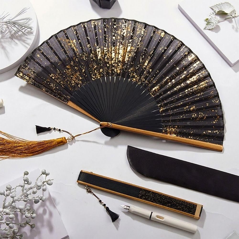 with Tassel Chinese Retro Fan 6inch Hand Hold Fan Portable Folded Fan Chinese Style