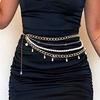 New metal chain imitation pearl multi-layer body chain, temperament versatile claw diamond waist chain women