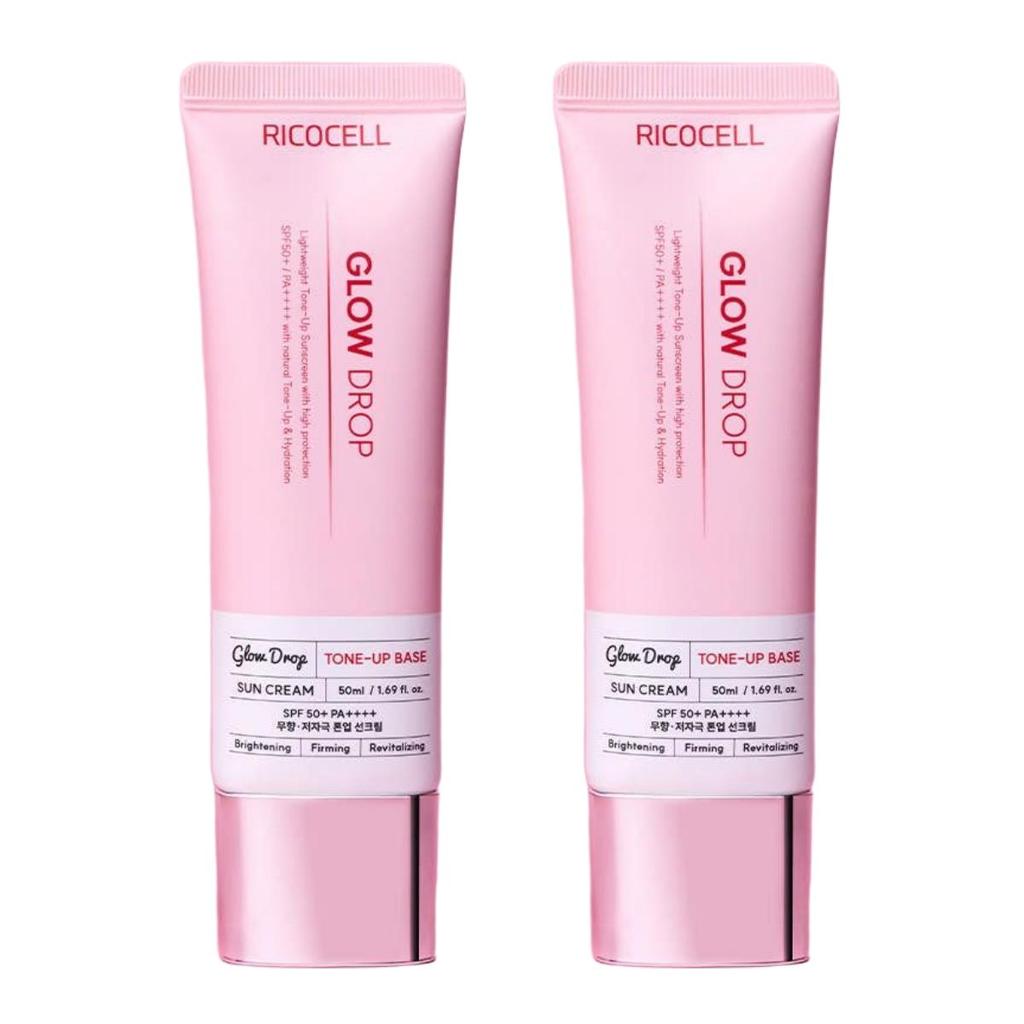 RICOCELL Tone-Up Sun Cream SPF50+ PA++++ Gentle Brightening & Eye-Friendly Formula (50ml x 2pcs)