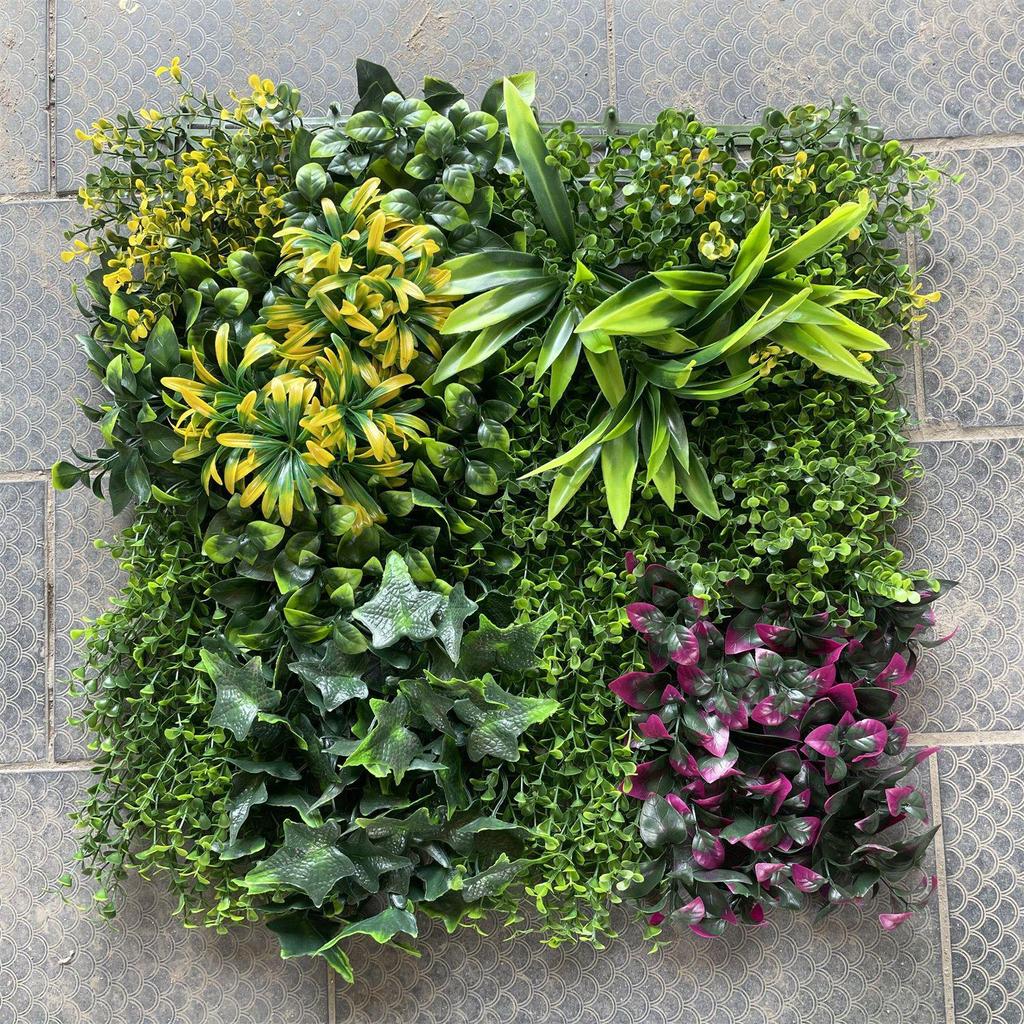 50×50cm Artificial Green Plant Wall - Plastic Vertical Garden, Fake Flower Wall, Synthetic Turf Background