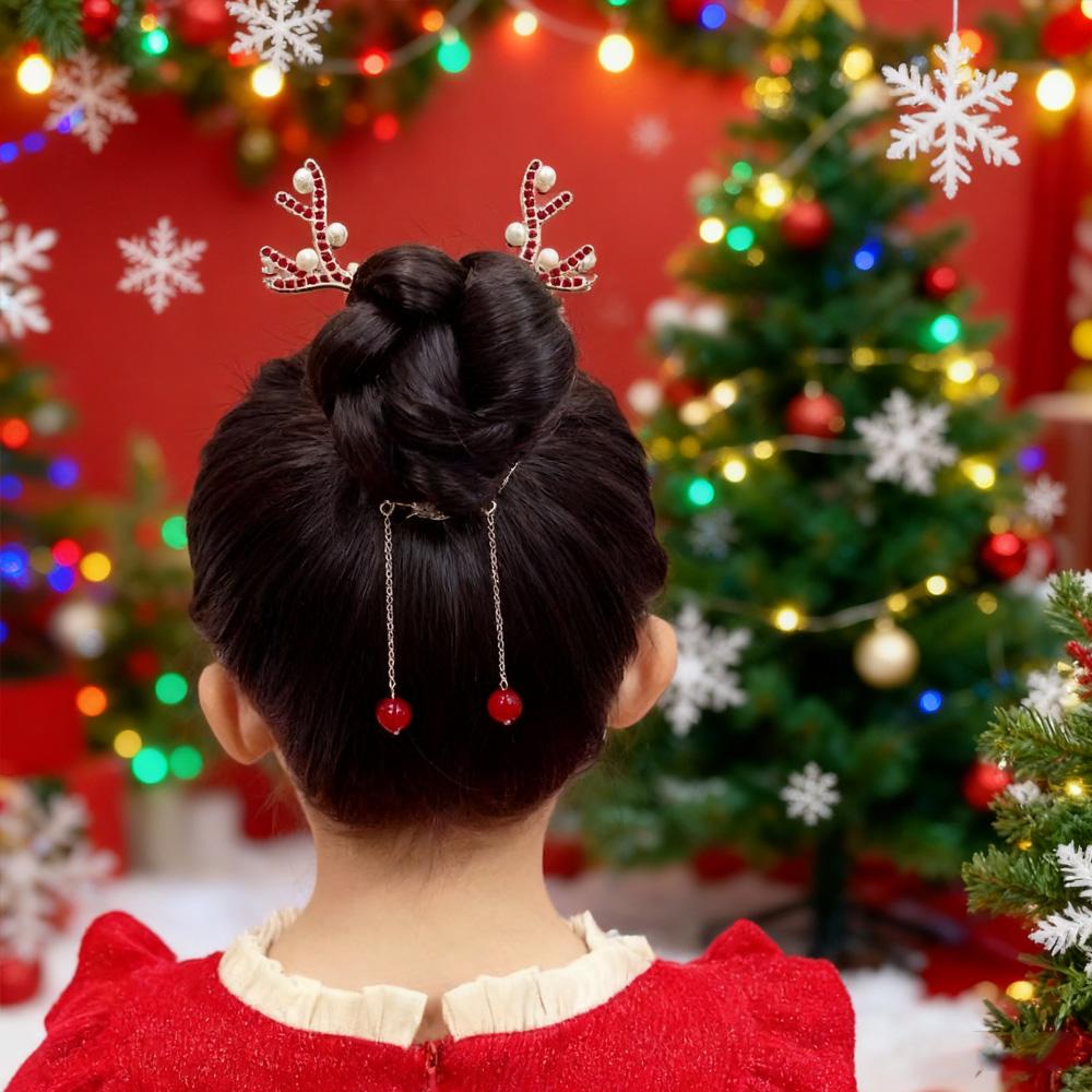 1PC Affordable Christmas Antlers Hair Clip Tassel Ball Head Cute Must-Have Hair Accessory for Festive Occasions