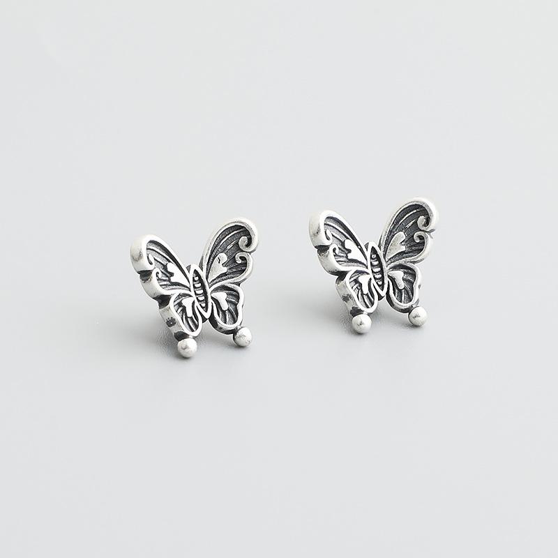 Retro Thai S925 Sterling Silver Butterfly Spacer Beads for DIY Beading, Bracelets, Necklaces, and Jewelry Accessories.