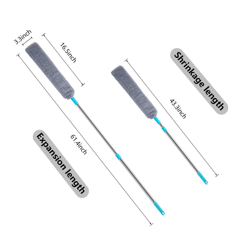 Extendable Pole Stainless Extra Long Feather Duster Bendable Head And Long Handle for Cleaning Ceiling Fans Blinds Furniture