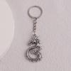 Vintage Silver Zinc Alloy Dragon Shape Keychain Pendant, Birthday Or Other Holiday Gift, Creative Fashion Item, Retro Style