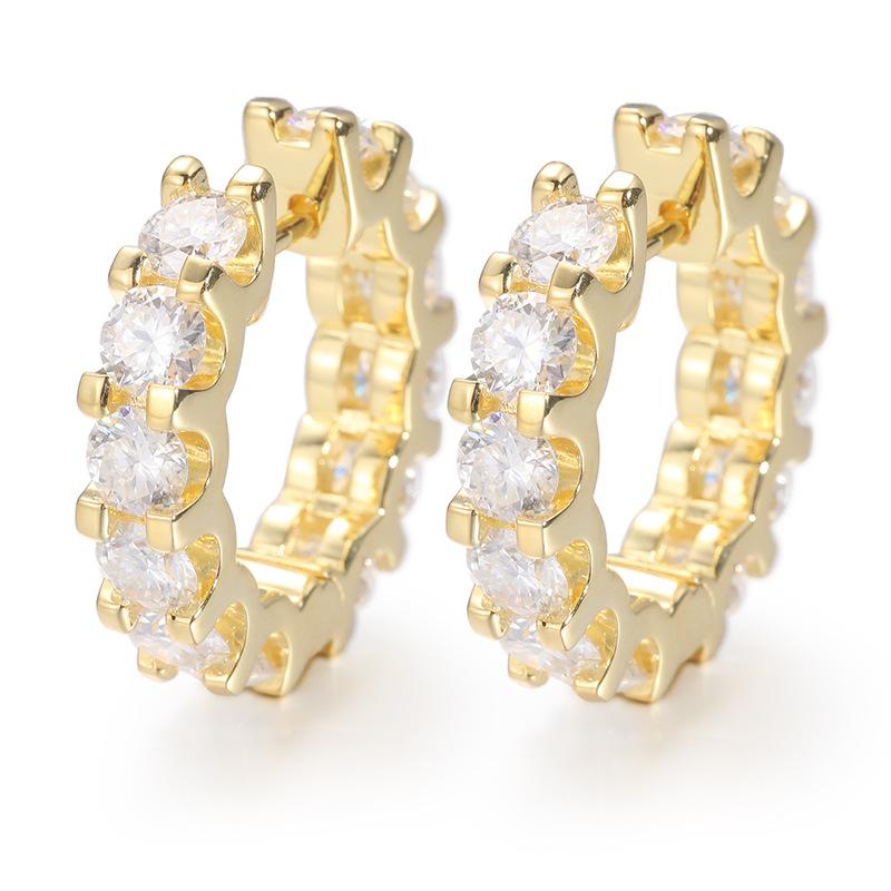 Fashion Stud Earrings 18K Gold Plated Sterling Silver 925 Hoop Earrings Gemstone Moissanite Piercing Men Women Tarnish Earrings