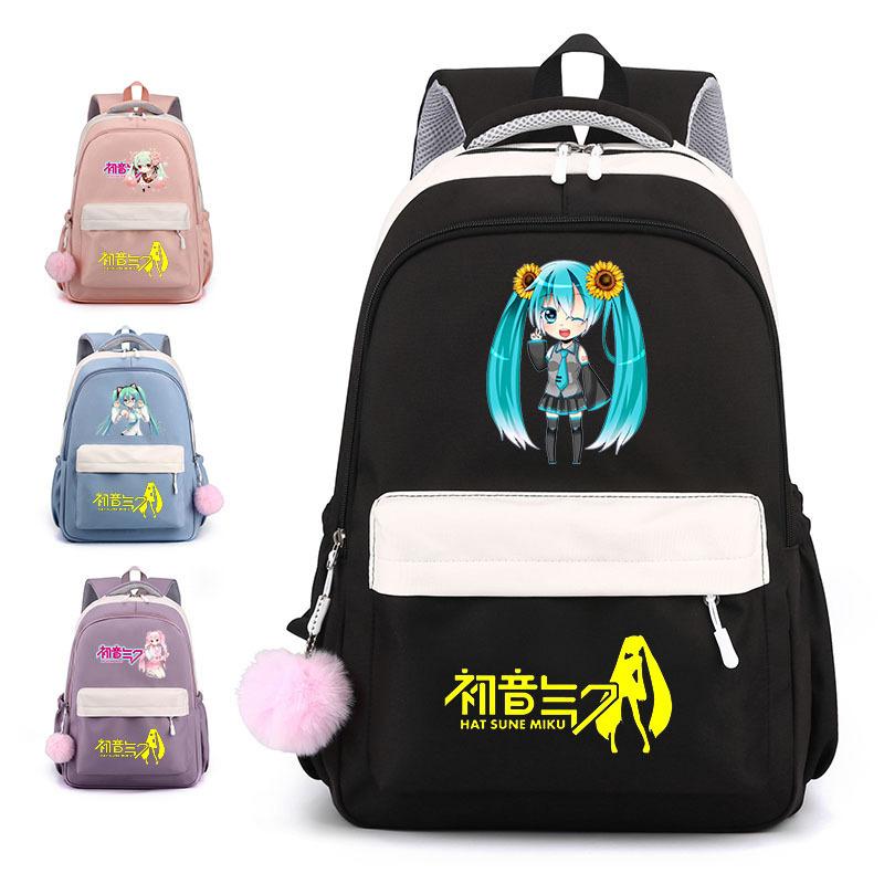 Anime Peripheral Hatsune Future School Bag Backpack Cartoon Backpack Candy Color Large Capacity Student School Bag Stationery