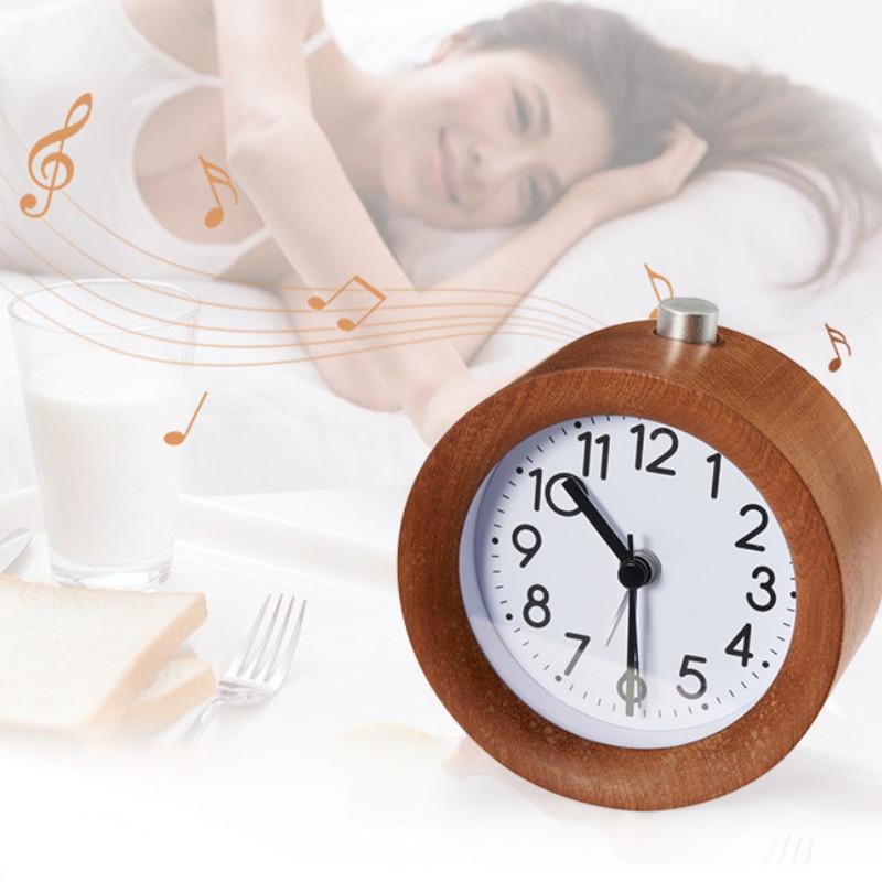 Wooden Bedside Alarm Clock With Led Display And Night Light For Students