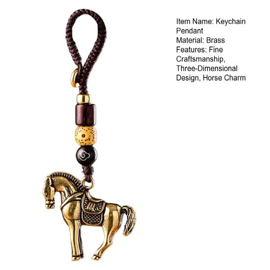 Schlüsselanhänger Anhänger Messing Pferdeanhänger Autoschlüsselanhänger mit handgeflochtener Kordel Perlenarbeit Sofortiger Erfolg Taschenanhänger Autoanhänger