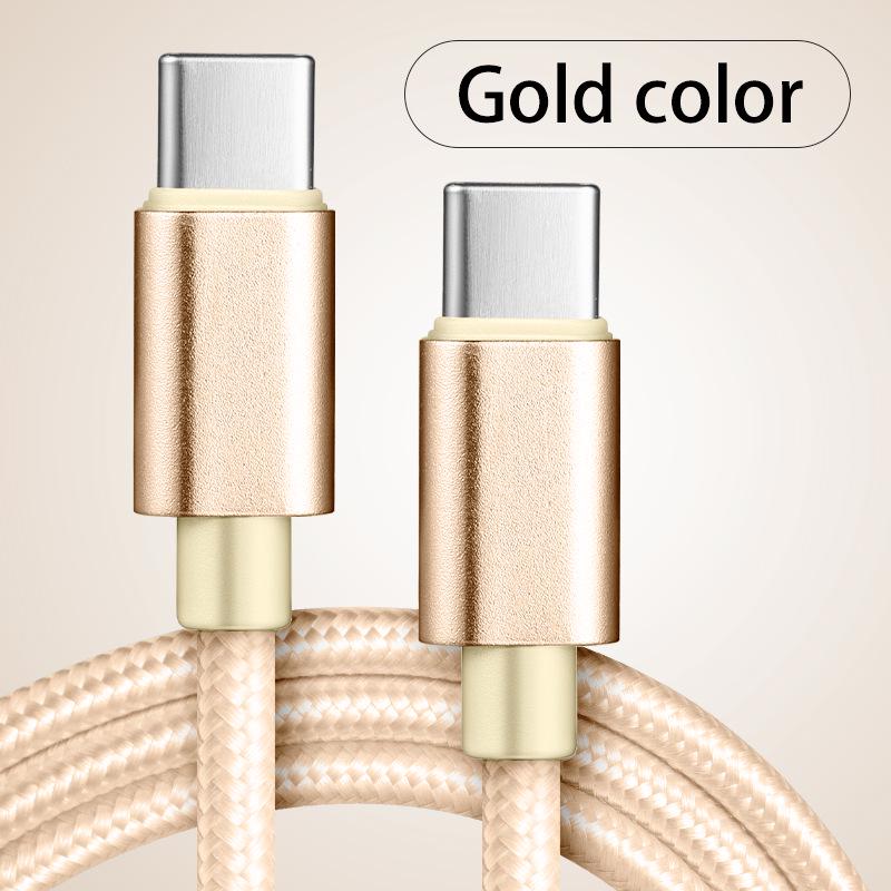 Dual Type-C Fast Charging Nylon Cable for iPhone 15, Samsung, Huawei, and Xiaomi Phones