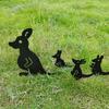 Hollow Garden Stake Metal Kangaroo Chicken Hedgehog Silhouette Stake Black Lawn Ornament Art Craft Yard Lawn Decor