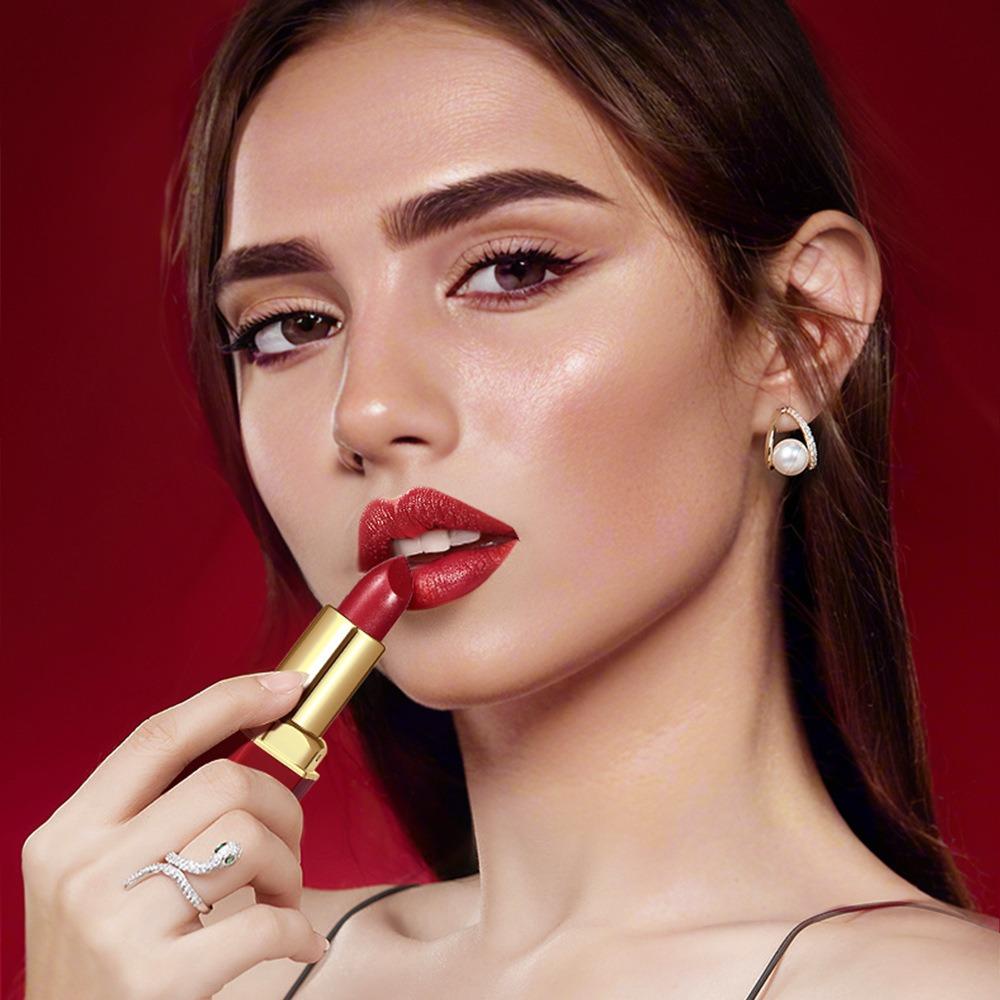 Nuovo Rossetto Metallico Rosso Lucido 6 Colori Lunga Tenuta Glitter Scintillante Lucidalabbra Solido Impermeabile Shimmer Labbra Vellutate Trucco